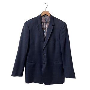 Ted Baker London Tartan Blue-Teal Wool Modern Fit Sports Coat Size 44R